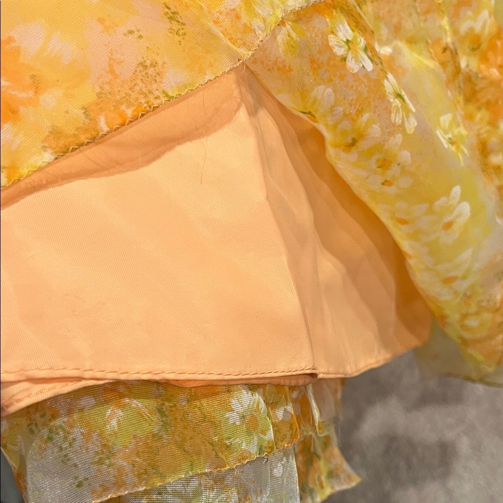 Vintage 70’s Floral Yellow Chiffon Maxi Dress - Picture 10 of 13